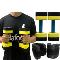 Kit Hidroginástica Com Halteres 1-2Kg + Caneleiras 1-2kg Em EVA Preto/Amarelo Dafoca Sports Kit Hidroginástica Com Halteres 1-2Kg + Caneleiras 1-2kg Em EVA Preto/Amarelo Dafoca Sports