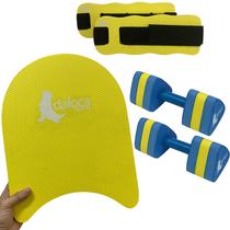 Kit Hidroginástica Prancha Grande 40cm Amarela + Caneleira 2 à 3kg + Par de Halteres Médios Dafoca Sports Kit Hidroginástica Prancha Grande 40cm Amarela + Caneleira 2 à 3kg + Par de Halteres Médios Dafoca Sports