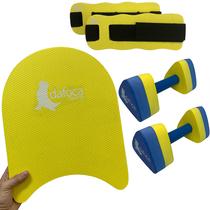 Kit Hidroginástica Prancha Pequena 34cm Amarela + Caneleira 1 à 2kg + Par de Halteres Médio Dafoca Sports Kit Hidroginástica Prancha Pequena 34cm Amarela + Caneleira 1 à 2kg + Par de Halteres Médio Dafoca Sports