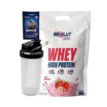 Kit High Whey Protein 900g Com Coqueteleira Grátis PréTreino Absoluto Dose Única 14g Maçã Verde