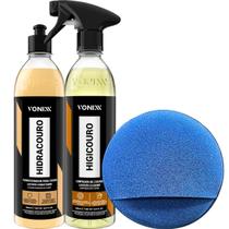 Kit Higicouro e Hidracouro Vonixx Limpeza Eficaz Hidratação Profunda Brilho e Maciez para Couros Com Aplicador de Mão