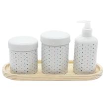 Kit higiene 4 peças Poá - Bandeja Oval - Peças porcelana Kit higiene 4 peças Poá - Bandeja Oval - Peças porcelana