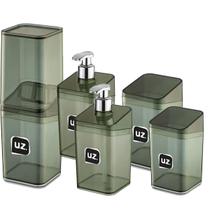 Kit Higiene 5 Pçs Para Banheiro Lavabo Acrílico Preto Translucido Luxo UZ Kit Higiene 5 Pçs Para Banheiro Lavabo Acrílico Preto Translucido Luxo UZ