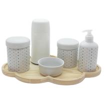 Kit higiene 6 peças Poá colorido -Bandeja Nuvem -Tampa Porc. Kit higiene 6 peças Poá colorido -Bandeja Nuvem -Tampa Porc.