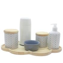 Kit higiene 6 peças Poá colorido Molh. CINZA - Bandeja Nuvem Kit higiene 6 peças Poá colorido Molh. CINZA - Bandeja Nuvem
