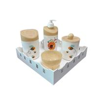 Kit Higiene Abelhinha II Baby C/bandeja Nuvem E Quadrada Mdf Kit Higiene Abelhinha II Baby C/bandeja Nuvem E Quadrada Mdf