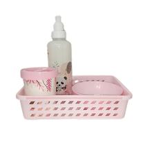 Kit Higiene Animaizinhos Rosa Menina Plasútil 4 Peças