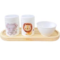 Kit Higiene Babê Safari 4 pçs - Com Bandeja e Tampa c/ trava Kit Higiene Babê Safari 4 pçs - Com Bandeja e Tampa c/ trava