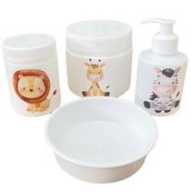 Kit Higiene Babê Safari 4 pçs - Tampa Com Trava - Plástico Kit Higiene Babê Safari 4 pçs - Tampa Com Trava - Plástico