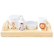 Kit Higiene Babê Safari 5 pçs - Com Bandeja e Tampa c/ trava Kit Higiene Babê Safari 5 pçs - Com Bandeja e Tampa c/ trava