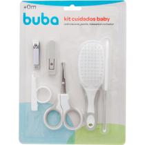 Kit Higiene Baby 4 Peças Com Escova Cortador Tesoura e Pente Cinza Buba
