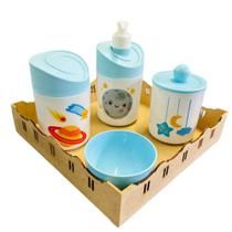 Kit Higiene Baby Espacial Menino c/bandeja em MDF Kit Higiene Baby Espacial Menino c/bandeja em MDF