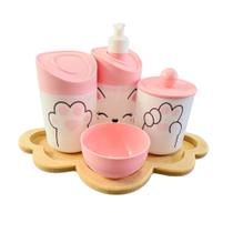 Kit Higiene Baby Gatinha Menina c/bandeja MDF
