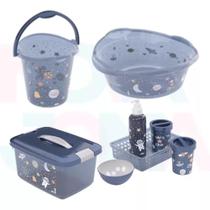 Kit Higiene,Balde,Bacia,Caixa Organizadora Astronauta Plasutil