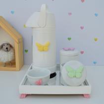 Kit Higiene Bandeja Porcelana Bebê Térmica K012 Borboleta - Ciranda Arte Criativa