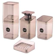 Kit Higiene Banheiro 4 Peças Quadrado Slim UZ