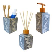 Kit Higiene Banheiro Em Pedra Sabão Aromatizador Saboneteira Kit Higiene Banheiro Em Pedra Sabão Aromatizador Saboneteira