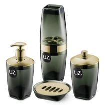 Kit Higiene Banheiro Premium 4 Peças Uz Dourado