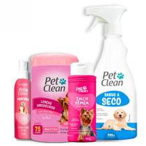 KIT Higiene, Banho a Seco 500ml, Talco 100g, Lenços Umedecidos 75unid, Perfume 120g KIT Higiene, Banho a Seco 500ml, Talco 100g, Lenços Umedecidos 75unid, Perfume 120g