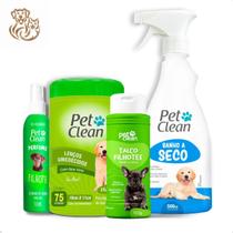 KIT Higiene, Banho a Seco 500ml, Talco 100g, Lenços Umedecidos 75unid, Perfume 120g