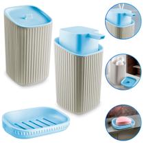 kit Higiene Bebê 3 Peças Porta Algodão Cotonete Dispenser e Saboneteira kit Higiene Bebê 3 Peças Porta Algodão Cotonete Dispenser e Saboneteira