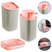 kit Higiene Bebê 3 Peças Porta Algodão Cotonete Dispenser e Saboneteira