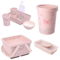Kit Higiene Bebê 4 Pçs Plasútil Lixeira Porta Fraldas Lenços