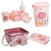 Kit Higiene Bebê 4 Pçs Plasútil Lixeira Porta Fraldas Lenços