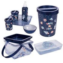 Kit Higiene Bebê 4 Pçs Plasútil Lixeira Porta Fraldas Lenços