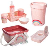 Kit Higiene Bebê 4 Pçs Plasútil Lixeira Porta Fraldas Lenços