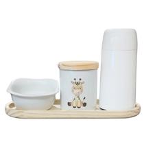 Kit higiene bebê 4 pçs Safari - Bdj Oval Tp pinus + Garrafa Kit higiene bebê 4 pçs Safari - Bdj Oval Tp pinus + Garrafa