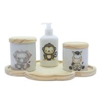 Kit higiene bebê 4 peças Safari - Bandeja Nuvem - 101 Kit higiene bebê 4 peças Safari - Bandeja Nuvem - 101
