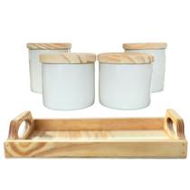 Kit higiene bebê 5 pçs - Bandeja e potes - Porcelana Branca