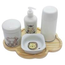 Kit higiene bebê 5 pçs Safari Bandeja Nuvem Garrafa térmica Kit higiene bebê 5 pçs Safari Bandeja Nuvem Garrafa térmica