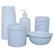 Kit higiene bebê 5 peças - Garrafa térmica, potes, porta álcool e molhadeira - Porcelana Branca Kit higiene bebê 5 peças - Garrafa térmica, potes, porta álcool e molhadeira - Porcelana Branca