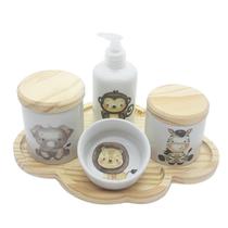 Kit higiene bebê 5 peças Safari - Bandeja Nuvem - 102