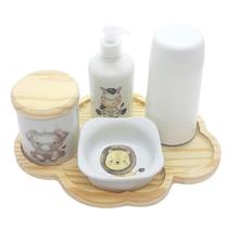 Kit higiene bebê 5 peças - Safari Nuvem pinus Molh Quad Dec.