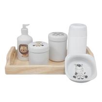 Kit higiene bebê 6 pçs Safari - Porcelana Bdj Pinus Kit higiene bebê 6 pçs Safari - Porcelana Bdj Pinus