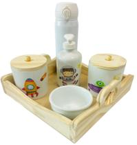 Kit Higiene Bebê Astronauta Menino Porcelana Kit Higiene Bebê Astronauta Menino Porcelana