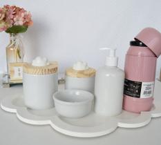 Kit Higiene Bebê Bandeja Nuvem Mini Térmica Rose Porcelanas