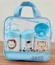 Kit Higiene Bebê Bolsa Maternidade menino Azul Safari - Dóia Kids