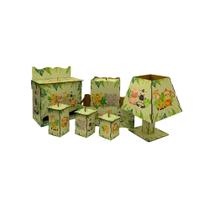 Kit Higiene Bebê com Abajur 7 Peças em Madeira Mdf Adesivado