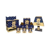 Kit Higiene Bebê com Abajur 7 Peças em Madeira Mdf Adesivado