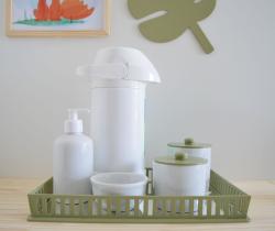Kit Higiene Bebe Completo Infantil Safari Moderno Porcelanas Bandeja Safari Térmica 500 ml Gel