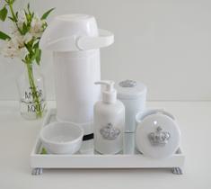 Kit Higiene Bebe Completo K030 Prata Moderno Porcelanas Bandeja Menino Menina Térmica 500 ml Gel