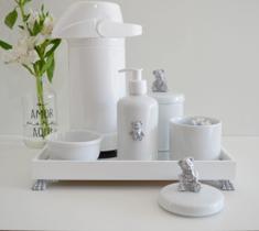 Kit Higiene Bebe Completo K030 Prata Moderno Porcelanas Bandeja Menino Menina Térmica 500 ml Gel - Ciranda arte - criativa
