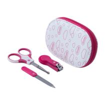 Kit Higiene Bebe Cortador de unha, lixa, tesoura e nécessaire Rosa - pimpolho