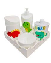 Kit Higiene Bebê Dino Baby c/bandeja quadrada branca