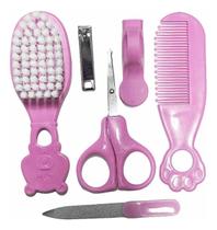 Kit Higiene Bebê Escova Pente Lixa Tesoura Cortador Unha RS