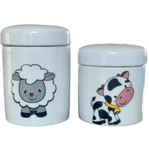 Kit higiene bebê Fazendinha 2 potes - Porcelana